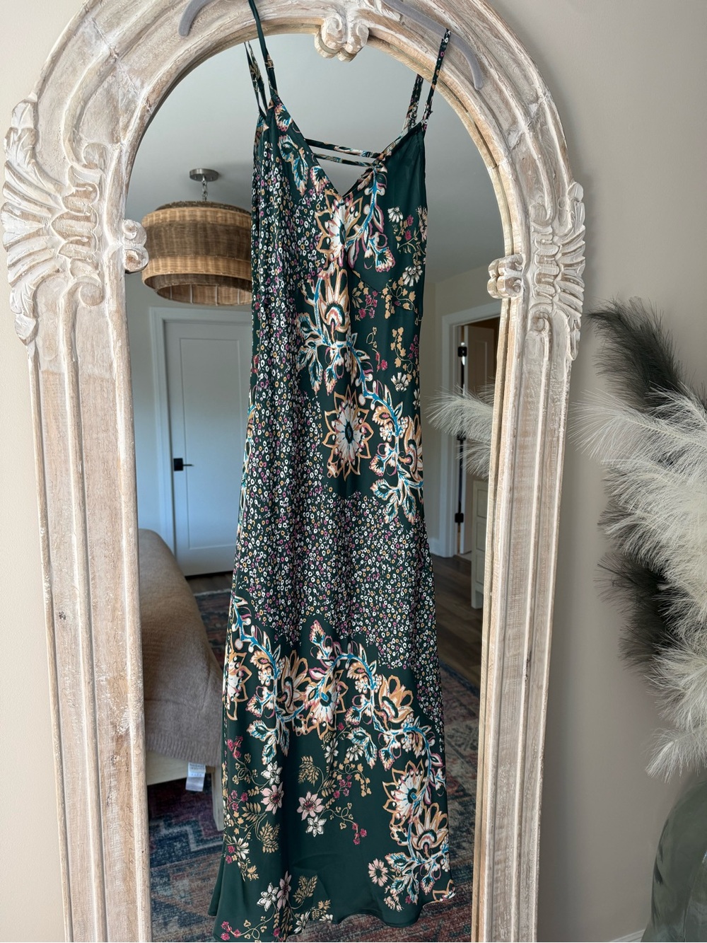 Sleeveless Green Floral Maxi Dress - Elegant Summer Slip Dress